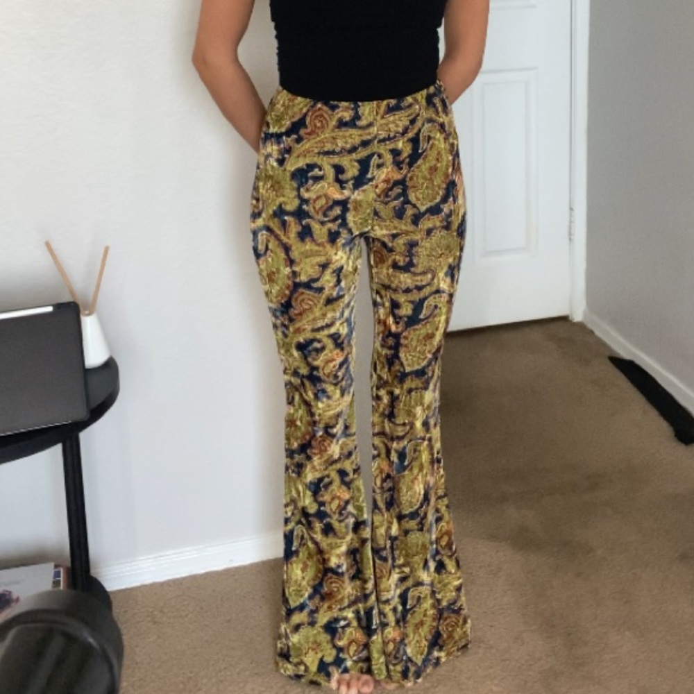 Urban Outfitters Velvet Paisley Bell Bottoms